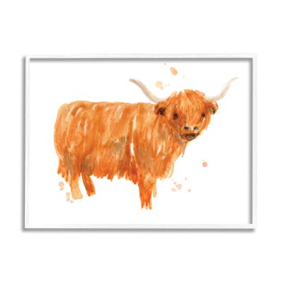 Stupell Industries Highland Cattle Whimsical Orange Farm Animal Yak