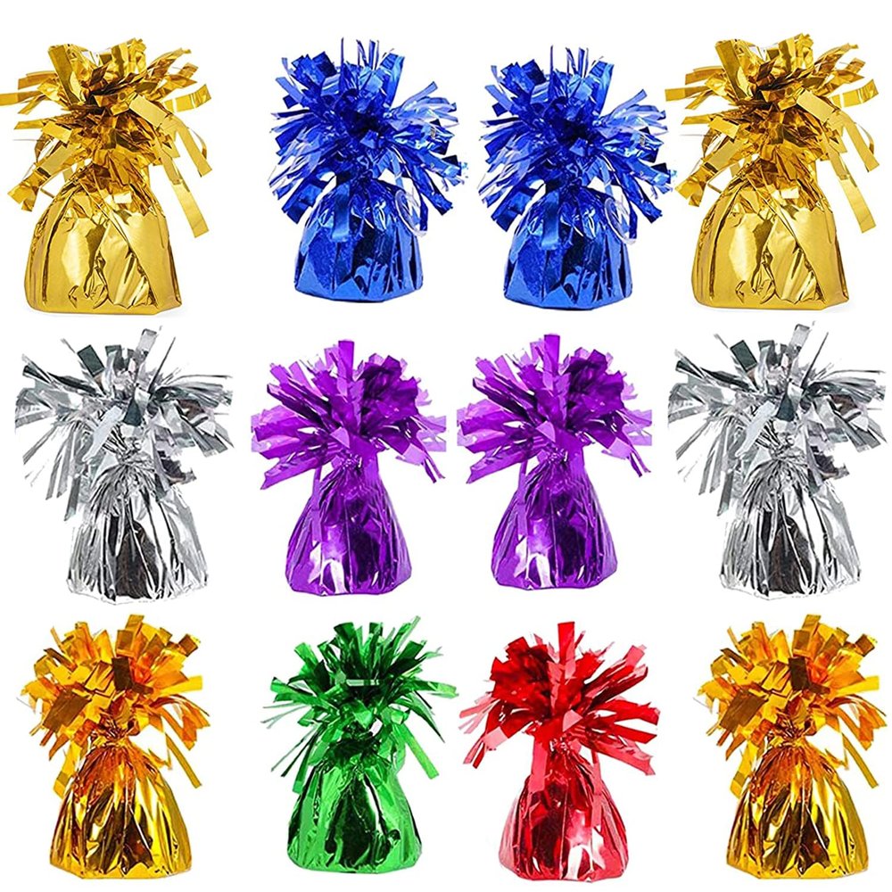 Metallic Balloon Weights, Birthday Party Favors, Novelty and Gag Gifts, 5.5" Inches, 12-Pack (Multi-color)