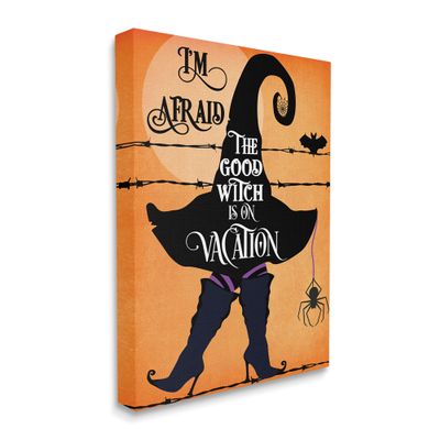 Stupell Industries Good Witch On Vacation Fun Festive Halloween Fantasy, Designed by Jill Meyer Canvas Wall Art, Orange