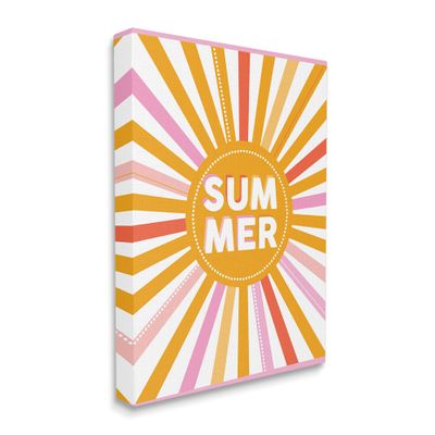 Stupell Industries Bold Summer Typography Playful Rainbow Sun Rays, Designed by Angela Nickeas Canvas Wall Art, Yellow