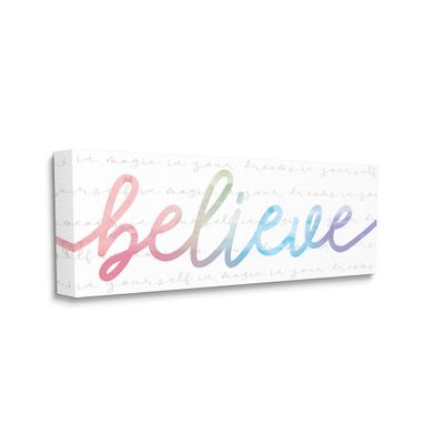Stupell Industries Believe Rainbow Text Over Muted Motivational Phrase