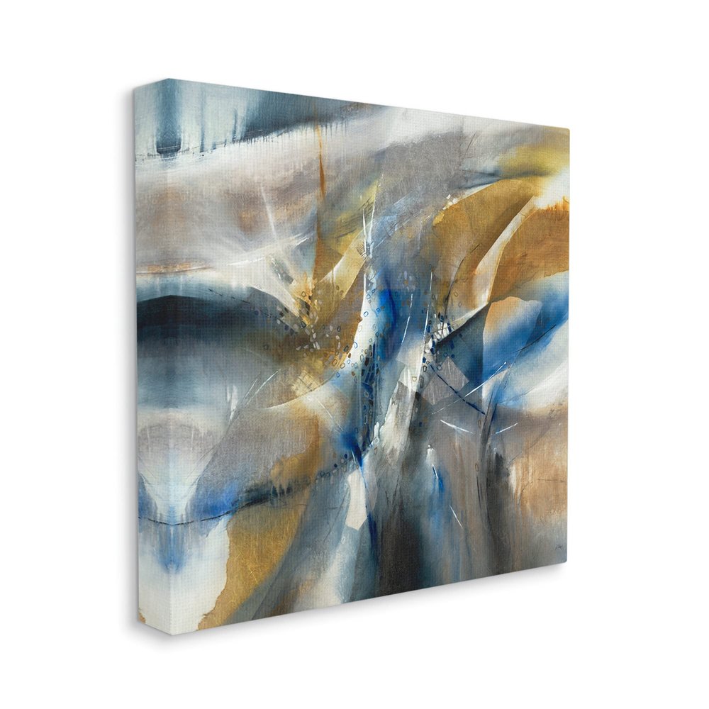 Stupell Industries Abstract Blue Yellow Distortion Busy Shape Arrangement