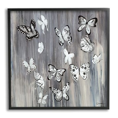 Stupell Industries Rustic Monochromatic Patterned Butterflies Flying Insects