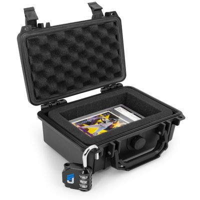 CASEMATIX Graded Card Case Storage Box For Sports Cards Compatible With 8 BGS, 13 FGS or 11 GMA PSA Graded Trading Card Slabs and More Collectible Cards - Airtight, Waterproof and Includes Padlock