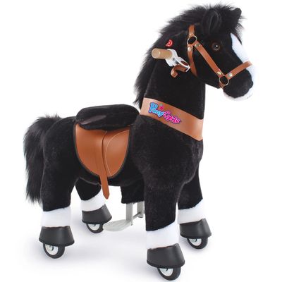 PonyCycle Ride on Horsey Toddler Ride on Toys for Boys Classic Model U (with Brake/ 30" Height/Size 3 Rocking Horse for Age 3-4) Ride on Horse Toys Mechanical Animal Plush Black Ux326