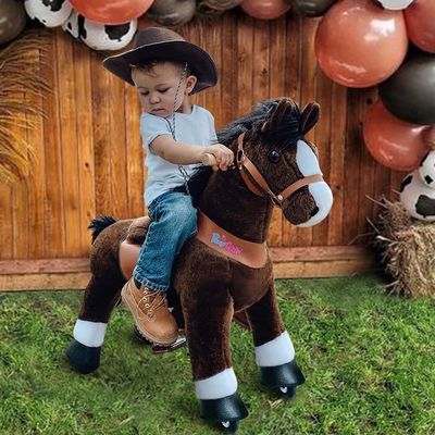 PonyCycle Ride on Horse Toy Walking Rocking Horses Classic Model U (with Brake/ 36" Height/Size 4 for Age 4-7 Boy Gifts) Ride Horse Giddy up Pony Animal Toys Chocolate Brown Ux421