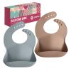 Sperric Silicone Baby Bibs - Soft Silicone Bib with Food Catcher and Waterproof Material - Adjustable Fit for Baby and Toddler (Mauvelous & Slate Gray) view 2