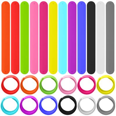 Bercoor 24 Pcs Rainbow Silicone Slap Bracelets, 12 Colors Slap Bracelet Wristbands Soft and Safe for Party Decorations Favors