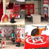 BBtinker Wooden Fire Station Playset, Multicolor 3-Level Pretend Play Dollhouse with Figures, Truck, Helicopter and Accessories, Preschool Learning Educational Toys for Toddlers Kids Age 3 and up view 4