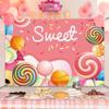 AWERT Polyester 6x3.6ft Sweet Candyland Banner - Colorful Lollipops Backdrop - Candy Land Theme Baby Shower & Dessert Birthday Party Decoration view 2