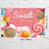 AWERT Polyester 6x3.6ft Sweet Candyland Banner - Colorful Lollipops Backdrop - Candy Land Theme Baby Shower & Dessert Birthday Party Decoration view 4
