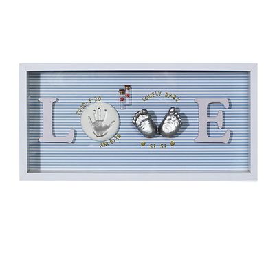 006 Love Baby Hand Model Footprint Photo Frame, Baby Nursery Memory Art Kit, Xmas Gifts, Precious Moment for Newborn,Baby Boy/Girl, Personalized Baby Prints (Color : Horizontal)