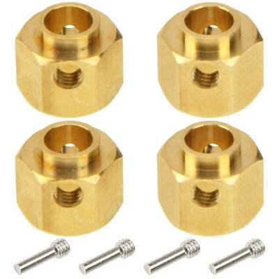 4Pcs Vgoohobby Brass 12mm Hex Hubs Adapter Extension Combiner Counterweight Compatible with Traxxas TRX-4 RC4WD D90 Redcat Gen7 RC 1/10 Crawler Car (8mm Thickness)
