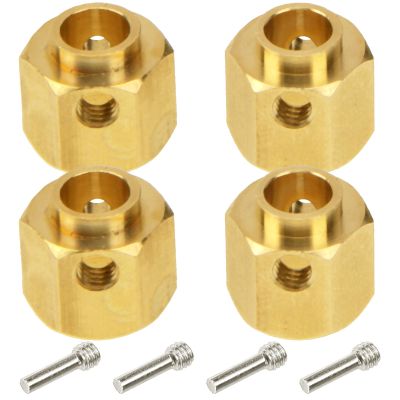 4Pcs Vgoohobby Brass 12mm Hex Hubs Adapter Extension Combiner Counterweight Compatible with Traxxas TRX-4 RC4WD D90 Redcat Gen7 RC 1/10 Crawler Car (9mm Thickness)