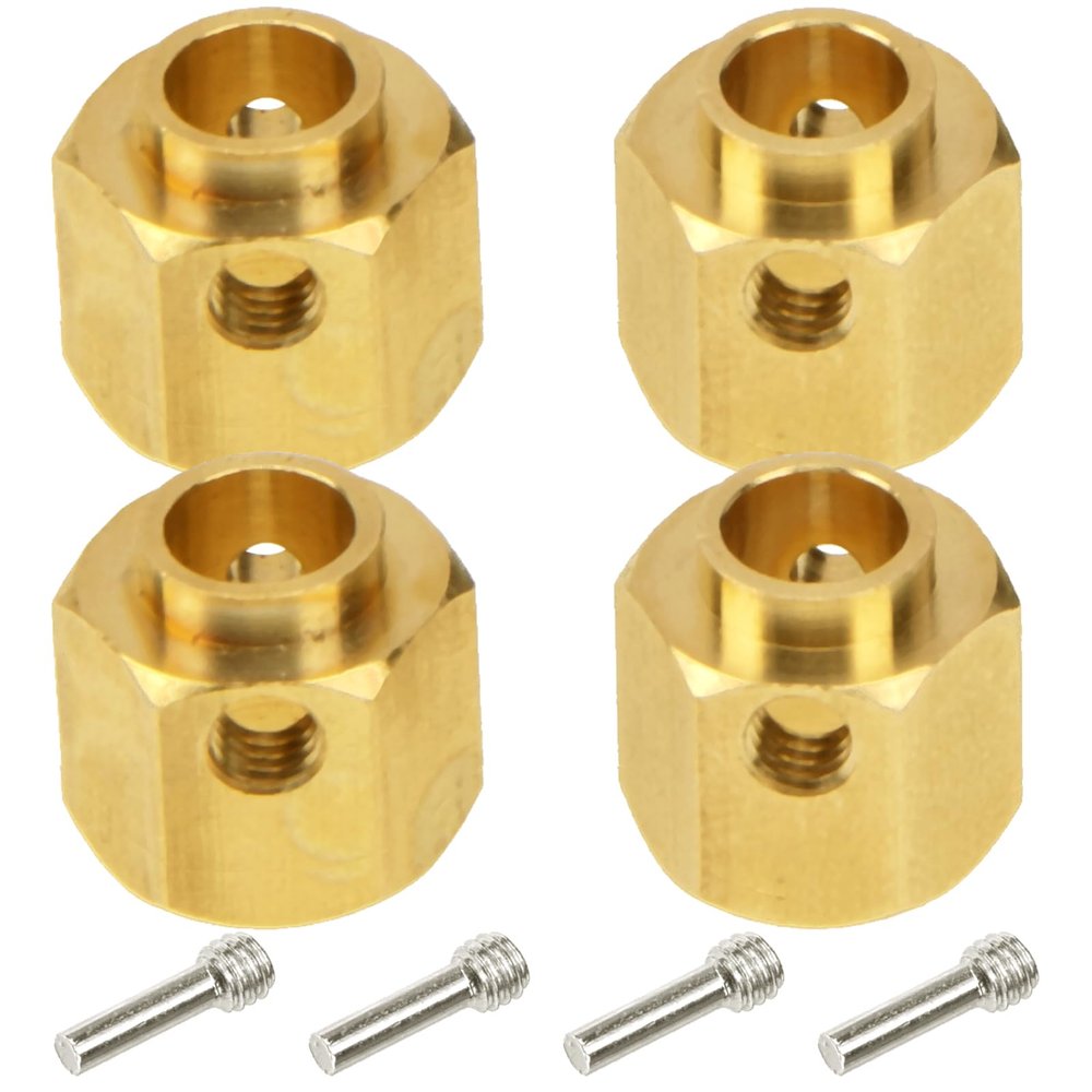 4Pcs Vgoohobby Brass 12mm Hex Hubs Adapter Extension Combiner Counterweight Compatible with Traxxas TRX-4 RC4WD D90 Redcat Gen7 RC 1/10 Crawler Car (9mm Thickness)