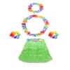5pcs Hawaiian Hula Grass Skirt for Girls with Flower Costume Set for Luau Party Kids Dancing Accessory kit Green view 1
