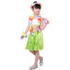 5pcs Hawaiian Hula Grass Skirt for Girls with Flower Costume Set for Luau Party Kids Dancing Accessory kit Green view 2
