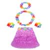 5pcs Hawaiian Hula Grass Skirt for Girls with Flower Costume Set for Luau Party Kids Dancing Accessory kit Pink view 1