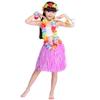 5pcs Hawaiian Hula Grass Skirt for Girls with Flower Costume Set for Luau Party Kids Dancing Accessory kit Pink view 2