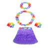 5pcs Hawaiian Hula Grass Skirt for Girls with Flower Costume Set for Luau Party Kids Dancing Accessory kit Purple view 1