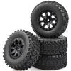 Aimrock 1/10 Pre-Mounted 12mm Hex Short Course SC Trucks Wheels and Tires Combo, Out Dia. 4.3'' for Slash Losi Tenacity Blackout SC Exceed RC Buggy Car, Set of 4 view 1