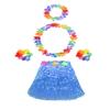 5pcs Hawaiian Hula Grass Skirt for Girls with Flower Costume Set for Luau Party Kids Dancing Accessory kit Blue view 1