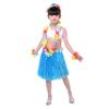 5pcs Hawaiian Hula Grass Skirt for Girls with Flower Costume Set for Luau Party Kids Dancing Accessory kit Blue view 2