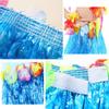 5pcs Hawaiian Hula Grass Skirt for Girls with Flower Costume Set for Luau Party Kids Dancing Accessory kit Blue view 4