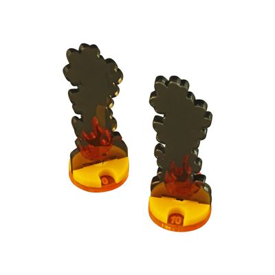 LITKO Flaming Wreckage Marker | Burning Wreckage | Miniature Wargame Fire Marker | Compatible with DND, Pathfinder, TTRPG, Flame of War, Bolt Action, and Other Miniature Games (Dial)