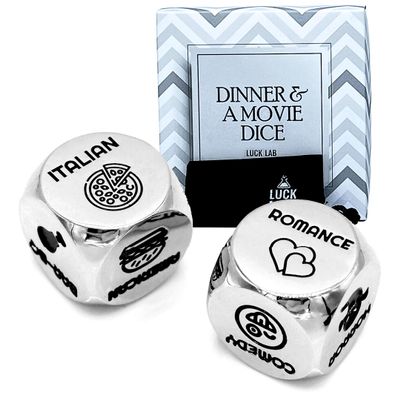 Luck Lab Date Decider Dice - Date Night Decider with Velvet Storage Bag (Dinner & A Movie Decider Dice)
