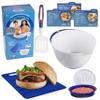 Masterchef Junior Kid's Burger Cooking Set- 9 Pc Kit Includes Real Cookware for Children- Bowl, Cutting Board, Spatula, Sandwich Recipes, and Hamburger Press- Non-Slip Silicone Grips view 1