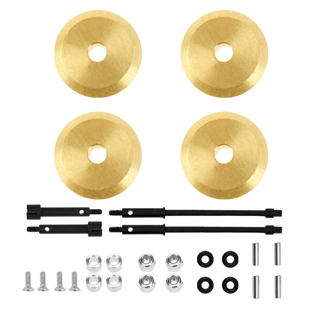 4Pack Vgoohobby RC 4mm Brass Wheel Hub Knuckle Counterweight Front Rear Wheel Axle Drive Shaft Joint Compatible with Axial SCX24 Deadbolt AXI90081 AXI00002 AXI00001 1/24 RC Crawler Car