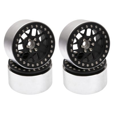 4Pcs Vgoohobby Aluminum 2.2" RC Beadlock Wheels Rims 35mm Compatible with 1/10 RC Axial Wraith RR10 YETI SCX10 D90 Traxxas TRX4 CC01 Crawler Car (Black)