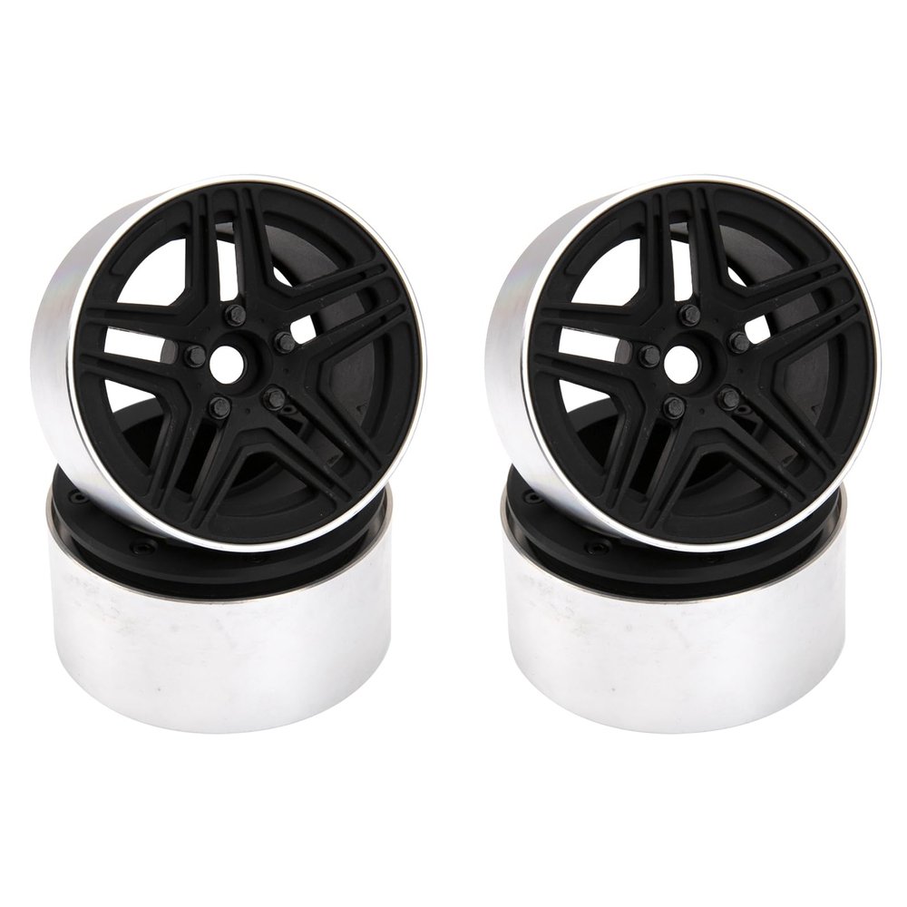 4Pcs Vgoohobby Alloy 2.2" Beadlock 5-Spokes Wheel Rims 12mm Hex Compatible with Axial Wraith SCX10 TRX4 D90 1/10 RC Crawler Car (Silver)