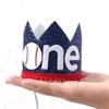 Baseball 1st Birthday Party Decorations Set - Banner, Crown, High Chair Banner, Cake Flag, Our Little All-Star Themed view 3