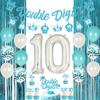 10th Birthday Decorations for Girls Teal Blue Double Digits Party Supplies Turquoise Banner Cake & Cupcake Topper Tenth Birthday Garland Number 10 Foil Balloon for 10 Year Old Party Decorations view 1