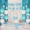 10th Birthday Decorations for Girls Teal Blue Double Digits Party Supplies Turquoise Banner Cake & Cupcake Topper Tenth Birthday Garland Number 10 Foil Balloon for 10 Year Old Party Decorations view 4