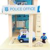 Wooden Police Station Playset Toy, Multicolor 3-Level Pretend Play Dollhouse Set with Figures, Car, Helicopter and Accessories, Preschool Learning Educational Toys for Toddlers Kids Age 3 and up view 2