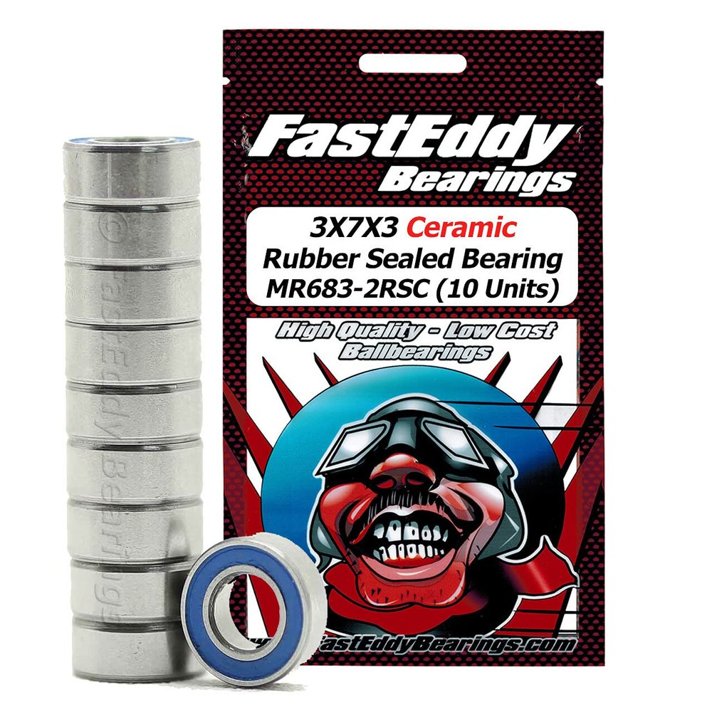 FastEddy Bearings 3X7X3 Ceramic Rubber Sealed Bearing MR683-2RSC (10 Units)