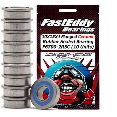 FastEddy Bearings 10X15X4 Flanged Ceramic Rubber Sealed Bearing F6700-2RSC (10 Units)