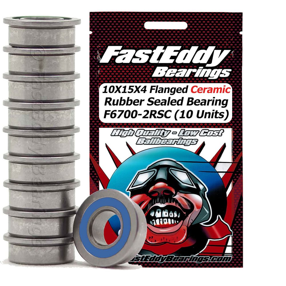 FastEddy Bearings 10X15X4 Flanged Ceramic Rubber Sealed Bearing F6700-2RSC (10 Units)