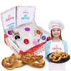 Baketivity Kids Baking Set, Meal Cooking Party Supply Kit for Teens, Real Fun Little Junior Chef Essential Kitchen Lessons, Includes Pre-Measured Ingredients (Kit +Hat & Apron, Pretzel) view 1
