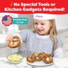 Baketivity Kids Baking Set, Meal Cooking Party Supply Kit for Teens, Real Fun Little Junior Chef Essential Kitchen Lessons, Includes Pre-Measured Ingredients (Kit +Hat & Apron, Pretzel) view 3