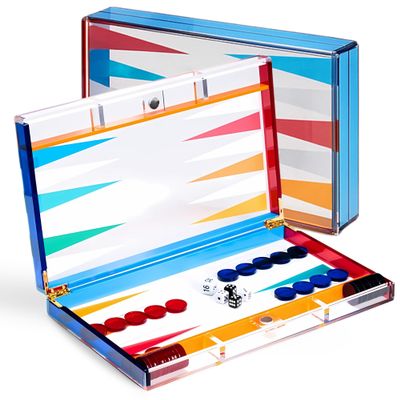 Bey-Berk Emmy Clear Acrylic Backgammon Set  14" Board Game with Magnetic Closure, Travel Storage Case