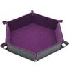 1 Piece Dice Holder Dice Pad Dice Rolling Tray PU Leather Dice Tray Hexagonal Folding Dice Tray for Dice Gaming and Other Table Games, Purple view 1