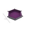 1 Piece Dice Holder Dice Pad Dice Rolling Tray PU Leather Dice Tray Hexagonal Folding Dice Tray for Dice Gaming and Other Table Games, Purple view 2