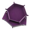 1 Piece Dice Holder Dice Pad Dice Rolling Tray PU Leather Dice Tray Hexagonal Folding Dice Tray for Dice Gaming and Other Table Games, Purple view 3