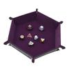 1 Piece Dice Holder Dice Pad Dice Rolling Tray PU Leather Dice Tray Hexagonal Folding Dice Tray for Dice Gaming and Other Table Games, Purple view 4