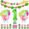 33 PCS Watermelon Party Decorations - Baby Boy Girl 1st Birthday One In A Melon Party Supplies For Kids Include Watermelon Birthday Theme Balloon Paper Banner Cake Topper view 1