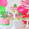 33 PCS Watermelon Party Decorations - Baby Boy Girl 1st Birthday One In A Melon Party Supplies For Kids Include Watermelon Birthday Theme Balloon Paper Banner Cake Topper view 4
